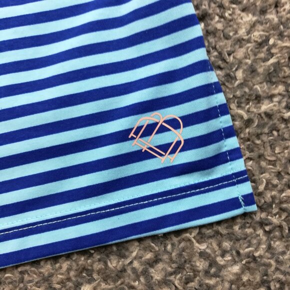B Draddy Streamsong Polo Shirt Performance Striped Blue Mens Medium - Picture 7 of 10
